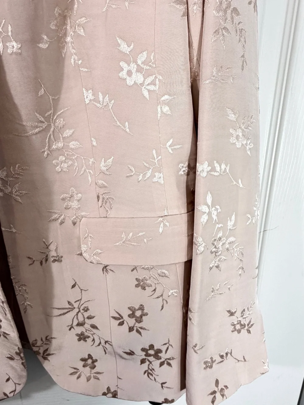 Calvin Klein Floral Jacquard Open Front Blazer Blush Womens 10 Elegant Chic